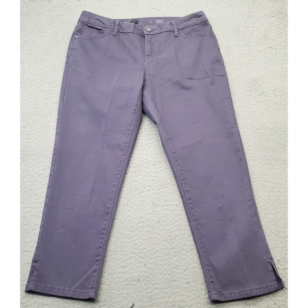 Simply Vera Vera Wang Capri Jeans Womens 6 Purple Mid Rise Ankle Slit Straight